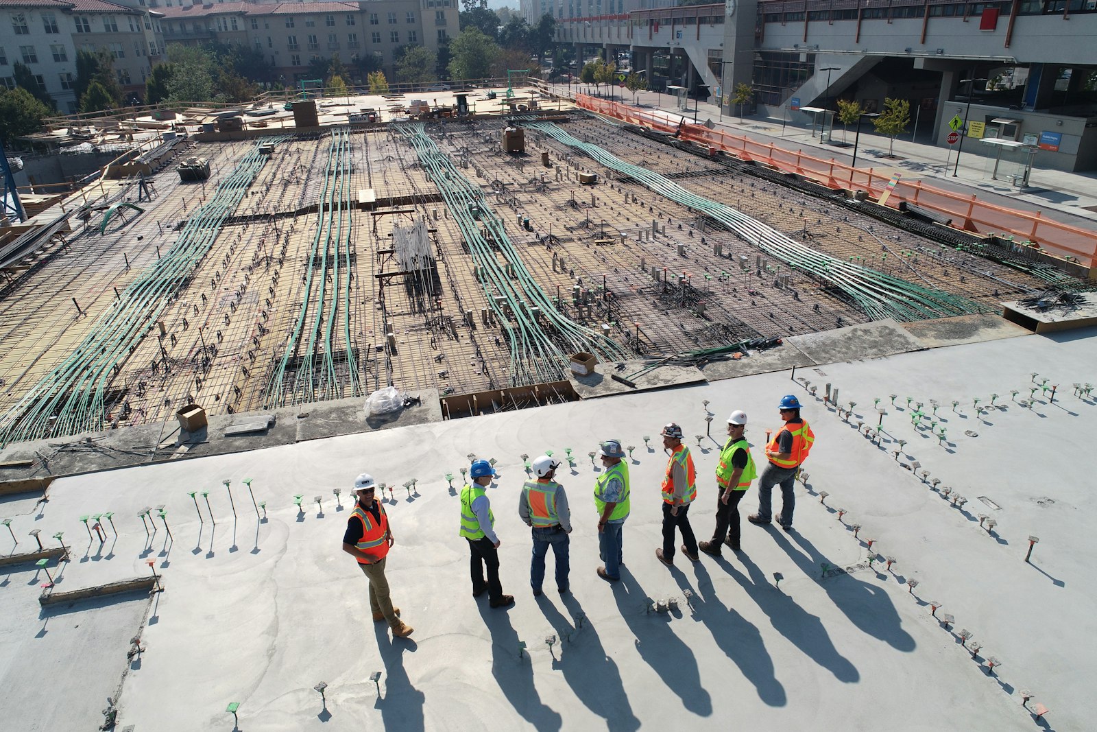 Underground conduit staged for utility installation